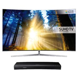Samsung UE55KS9000 Silver - 55inch 4K Ultra HD Curved TV with Quantum Dot Colour Freeview HD and Samsung UBDK8500 Black - Smart 4K Blu-Ray Player